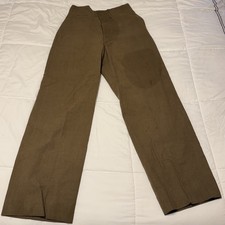 Vintage WW2 Button Fly Wool Dress Pants Size 30 X 31 Green picture