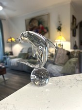 Vintage Murano Glass Dolphin Figurine V. Nason & C. Clear, Controlled Bubbles picture
