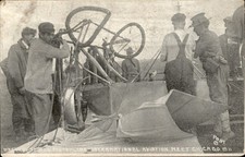 Chicago IL Airplane Crash Pioneer Aviation Meet Monoplane c1911 Vintage Postcard picture