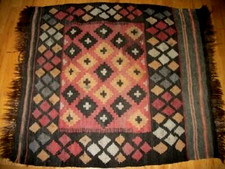 Antique Kilim Rug Turkish Handmade Fragment Woven Fringe Old Authentic Nomad picture