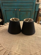 Mini Black Satin Pleated Lamp Shades - Set Of 2 For Chandelier Clip On New picture