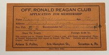 Vintage 1945 Official Ronald Reagan Fan Club Membership Application Card Rare  picture