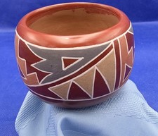 Rare Anna Archuleta Polychrome Redware Santa Clara Pueblo Decorated Bowl picture
