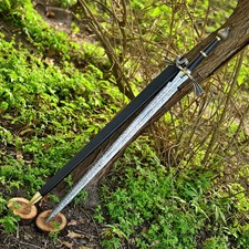 Handcrafted Steel Dark Sister Sword | Medieval Fantasy Collectible with Leather  picture
