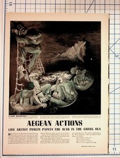 1940s Life Magazine Article WWII Aegean Actions Bernard Perlin Greece Art picture