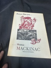 Vintage 1958 Historic Mackinac souvenir folder Map And Photo Black And White picture