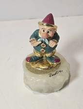 Vintage Ron Lee Clown Dwarf Waving Signed 1991 picture