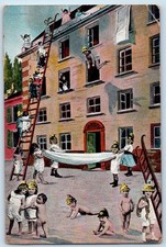 1906 Surreal Fantasy Babies Children Firefighters Fairhaven MA Antique Postcard picture