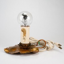 Vintage Aerolux 2 Flower Glow Light Bulb with Chamberstick Style Lamp Base Works picture