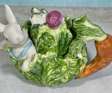 Vintage 1990s Bunny Rabbit In Cabbage Mini Teapot With Minor Flaws Super Cute picture