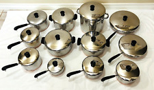 VTG 1801 REVERE WARE Stainless COPPER BOTTOM Cookware - HUGE LOT 24 all w/LIDS picture
