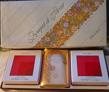 Vintage Shiseido Bouquet de Faveur Soap Gift Set Japan Honey Cake Ruby Red NOS picture
