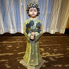 RARE FIND; Antique Carved Wood Angel Santos Spain picture