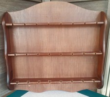 Wall Hanging Wooden 24 Spoon Wall Rack Collector Souvenir Display Holder Vintage picture