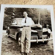Vintage Snapshot Old Classic Car 1940s Ford Proud Man Old Classic Car -- U3 picture