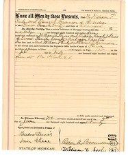 1887 Signed Deed Osceola Co MI William F Seely Barlow Davis Irvin Chase I Chase picture