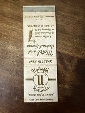 D113 Vintage Matchbook Cover Uphoff’s Rotunda Motel Lounge Wisconsin Dells picture