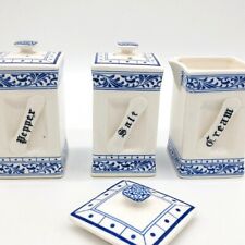 Vintage Japan Arnart Grenada Salt Pepper Creamer Spare Lid Blue White Ceramic   picture