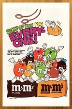 1985 M&M's Candy Vintage Print Ad/Poster Chocolate Peanut Food Retro Pop Art 80s picture