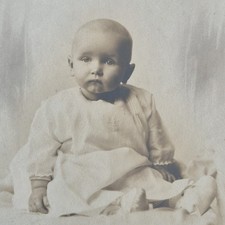 Antique 1925 Studio Photo Cute Baby Portrait LeClear Lansing Jackson Michigan picture