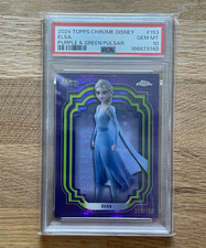 Topps 2024 Topps Chrome Disney Purple & Green Pulsar /150 Elsa #153 PSA 10 picture
