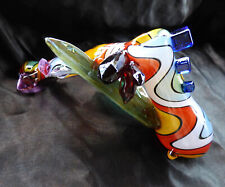 Boro glass crystal bubbler. Sculpted glass crystal clusters on a wig-wag bub picture