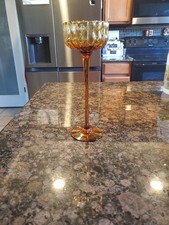 Vtg Amber Tall Compote 12