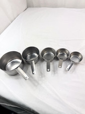 5 VTG Foley Stainless Steel Measuring Cup Set- 2 Cup 1 Cup 1/2 1/3 1/4 Script FS picture