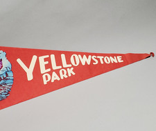 Vintage Yellowstone Park Felt Souvenir Pennant Grizzlies Bison Moose 27 inches picture