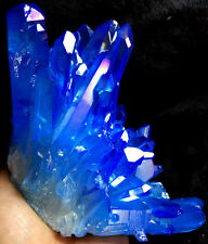 825g Dark Blue Aura Quartz Crystal Titanium Bismuth Silicon Cluster Rainbows picture