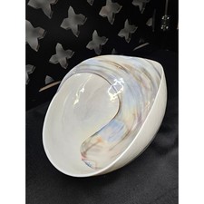 Fossili Murano Folded Glass Bowl Handmade Iridescent Ivory Glass picture