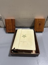 Vintage 3 Holy Bibles Lot OES Order Eastern Star Presentation Wood Cases NY picture