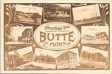 RPPC Butte Montana 9-Photo Collage Post Card Town Views 1909 picture