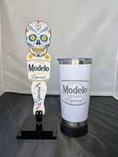 Modelo Especial Sugar Skull Beer Tap Handle 10.5 Tall + Metal engraved tumbler  picture