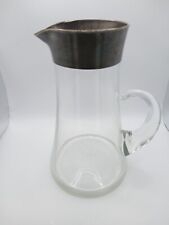 Vtg Dorothy C. Thorpe Clear Midcentury Sterling Silver Band 64 oz Water Pitcher  picture