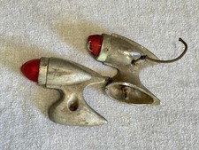 Vintage Pair Rocket Bullet Fender Marker Lights Red Lens Motorcycle Hot Rod picture