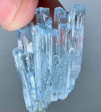 Natural Etched Ink Blue Aquamarine Crystal Cluster From Haramosh Valley Pakistan picture