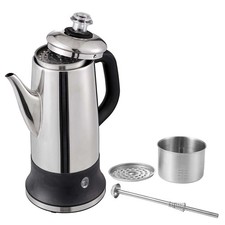 KFFKFF 12-Cup Electric Percolator Coffee Pot Stainless Steel Coffee Maker Silver picture