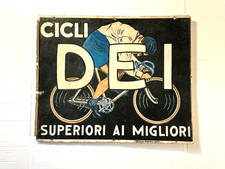 ANTIQUE 1920’s  2 SIDED PORCELAIN ITALIAN BICYCLE ADVERTISING SIGN-LOOK & READ picture