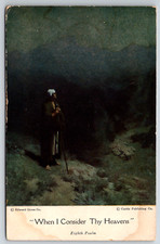 c1910s When I Consider Thy Heavens Eight Psalm Art Antique Postcard picture