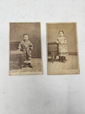 2 CDV Cards Darling Victorian Children Antique 19th Century Portrait Photograph picture