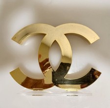 CHANEL LOGO COCO Mark Store Display Rare Gold Mirror Finish Store Used Authentic picture