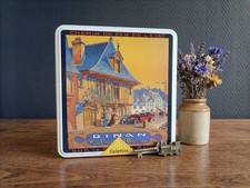 Vintage metal box DINAN, Brittany - retro tourist poster - chic storage picture
