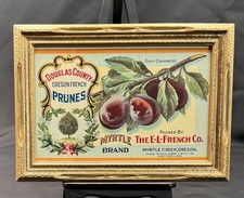 Vintage Oregon Prune Fruit Crate Label Framed Myrtle Creek Advertising picture