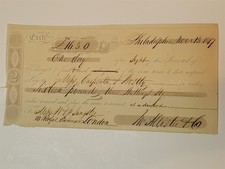 1847 antique 2nd PHILADELPHIA BANK EXCHANGE BANKNOTE check london McAllister  picture