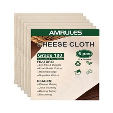 Amrules Cheesecloth Grade 100 6 Pack 20x20 Inch Unbleached Cotton Kitchen Cloth picture