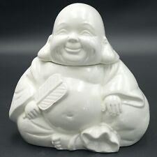 Vintage Shafford Happy Hotei Buddha White Ceramic Cookie Jar Japan picture