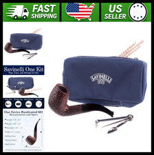 Savinelli Briar Wood Smoking Pipe with Tools and Pouch, Rustic Finish picture
