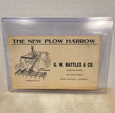 G. W. Battles & Co. The New Plow Harrow Agriculture Advertising Card Beige Black picture
