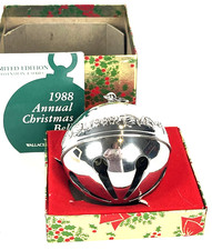 Vintage Wallace 1988 Silverplate Annual Sleigh Bell Christmas Ornament Box picture